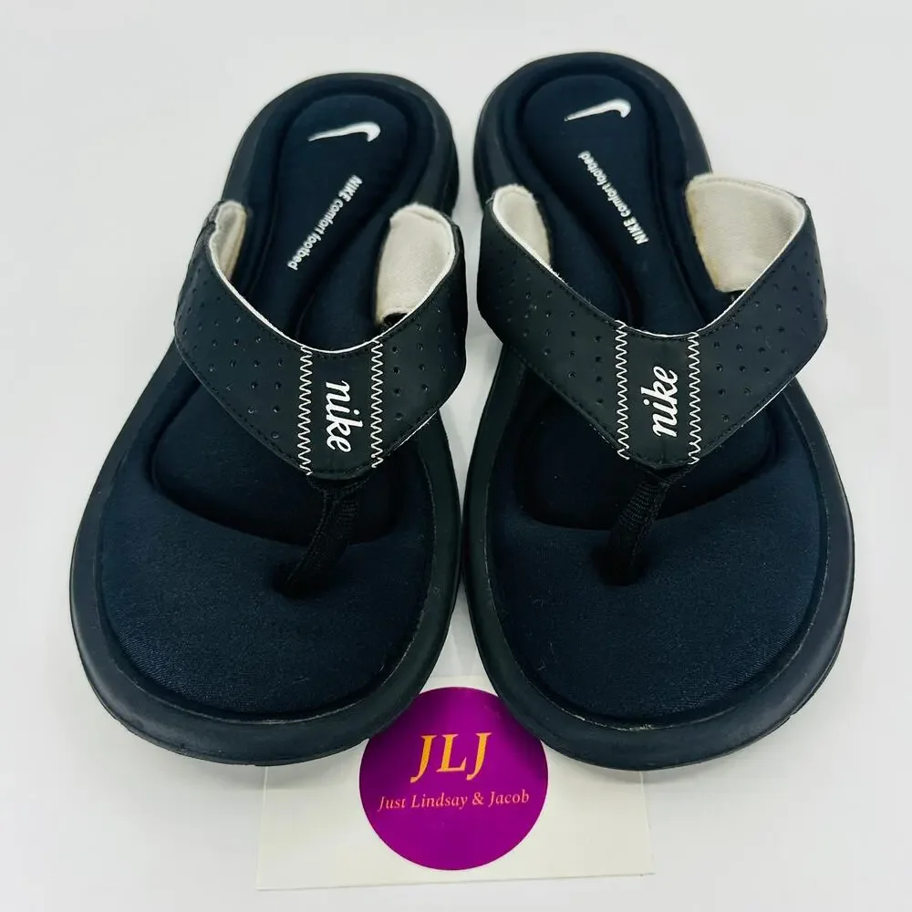 Nike Women's Comfort Thong Flip Flop Sandals Black/White 354925-011 Size 9